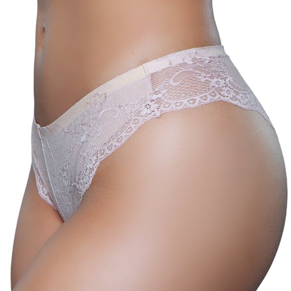 Lace Tanga Panty with Scalloped Trim 3 Color Pack - Picture 4 of 12